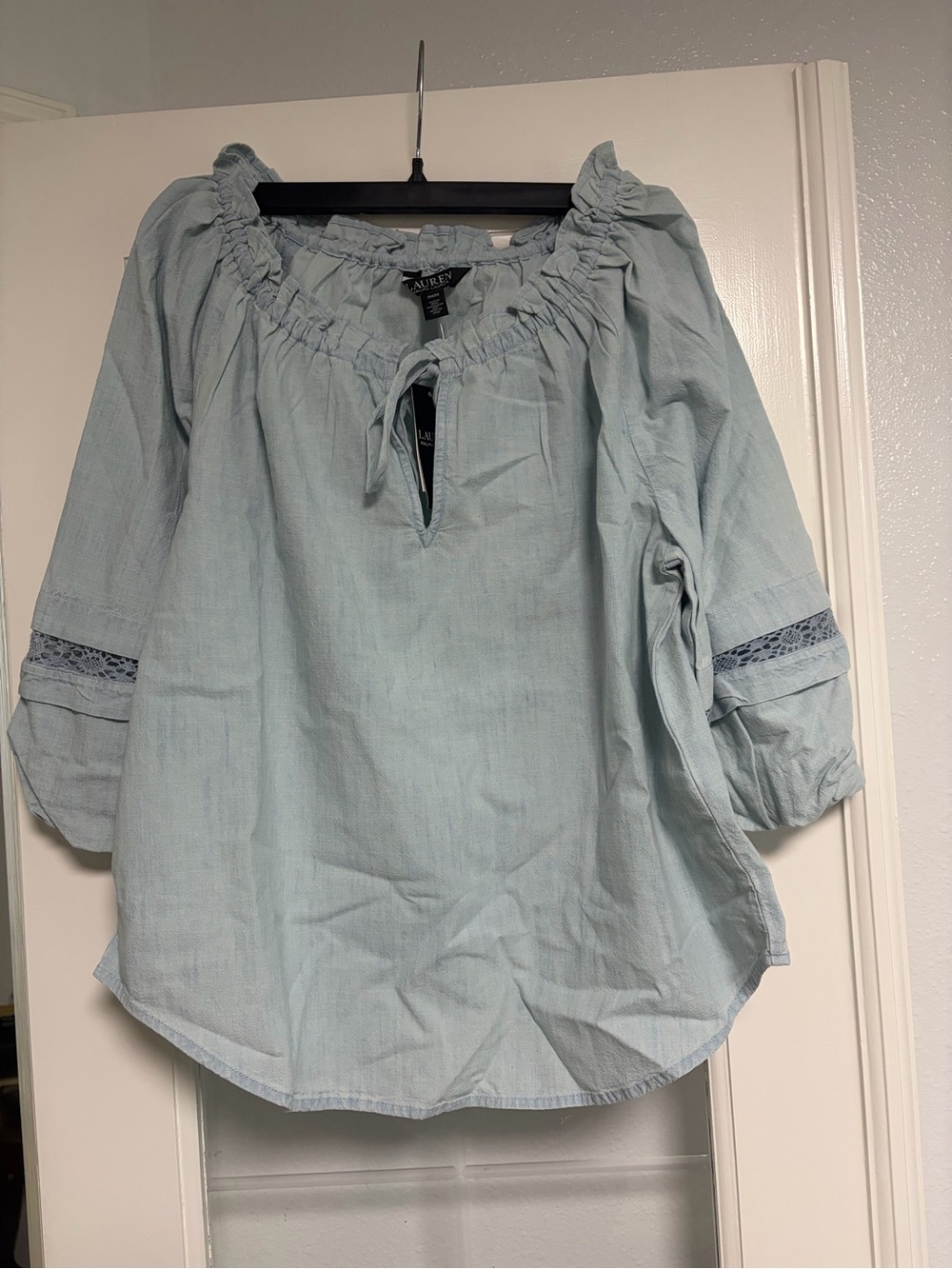 Polo by Ralph Lauren Light Blue Peasant Blouse